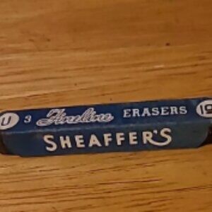 Fineline Sheaffer's Erasers 19 Cents Vintage  1/2 Erasers In Sliding Tin